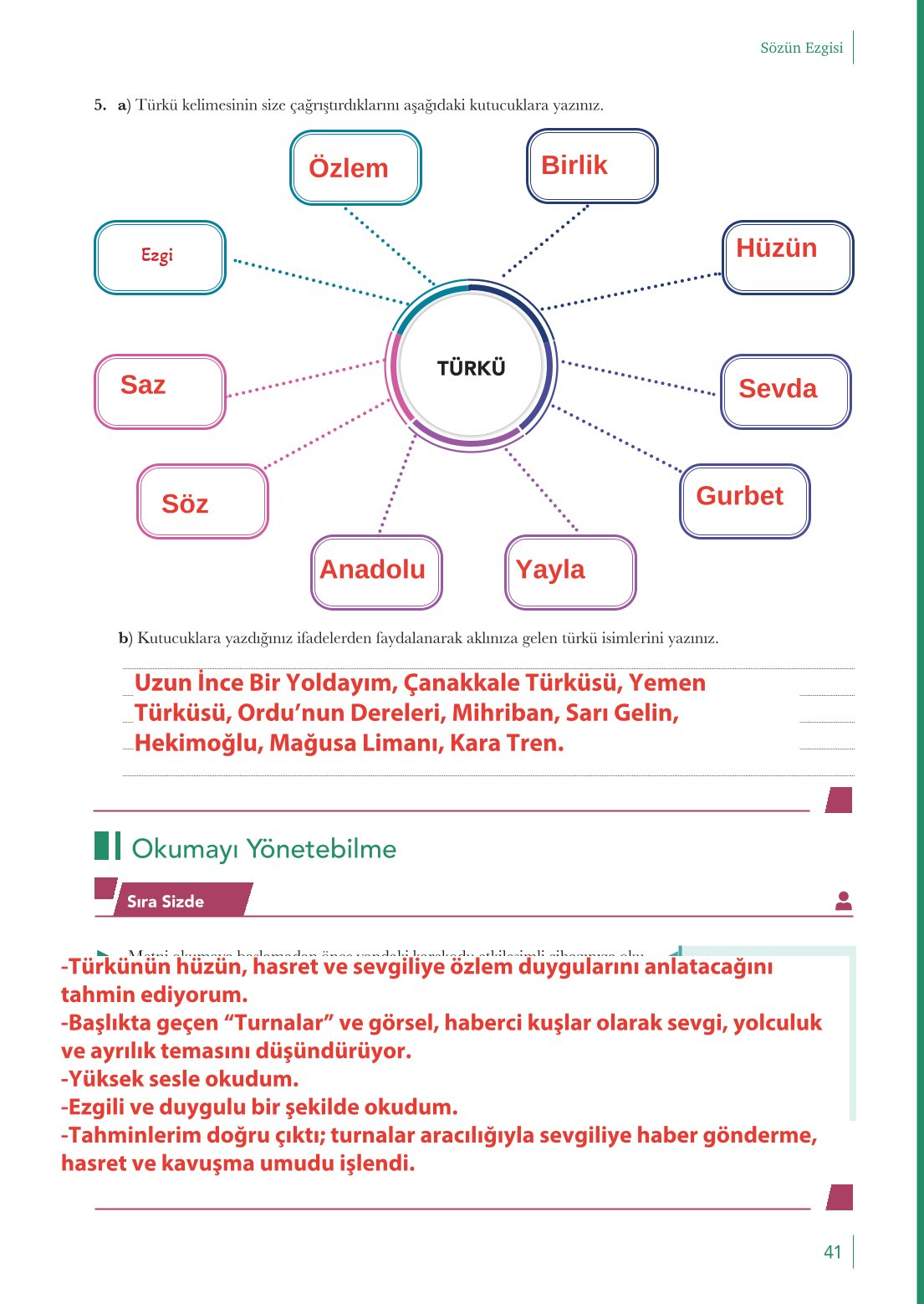 10. Sınıf Meb Yayınları Türk Dili Ve Edebiyatı Ders Kitabı Sayfa 41 Cevapları