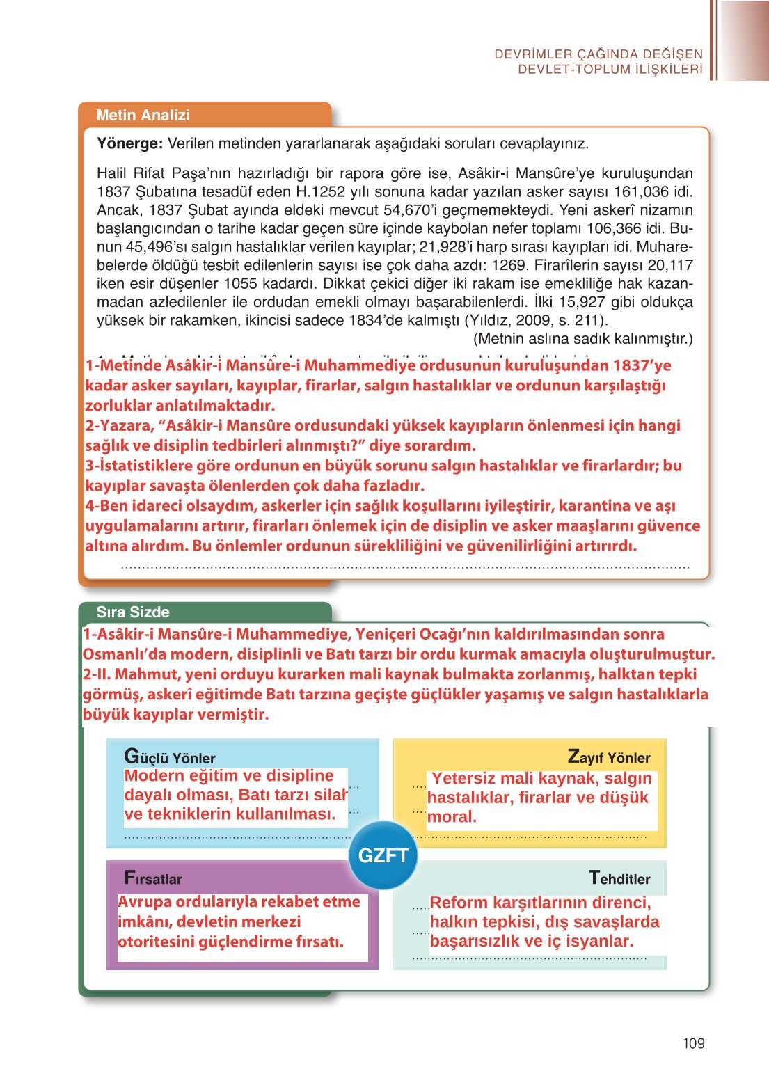 11. Sınıf Meb Yayınları Tarih Ders Kitabı Sayfa 109 Cevapları