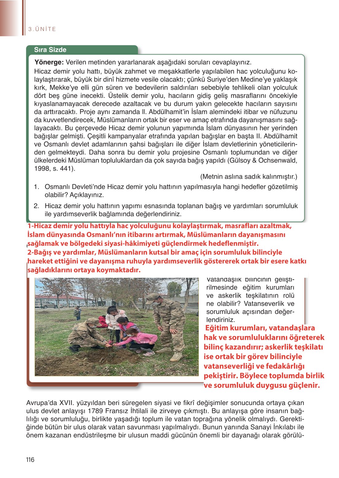 11. Sınıf Meb Yayınları Tarih Ders Kitabı Sayfa 116 Cevapları