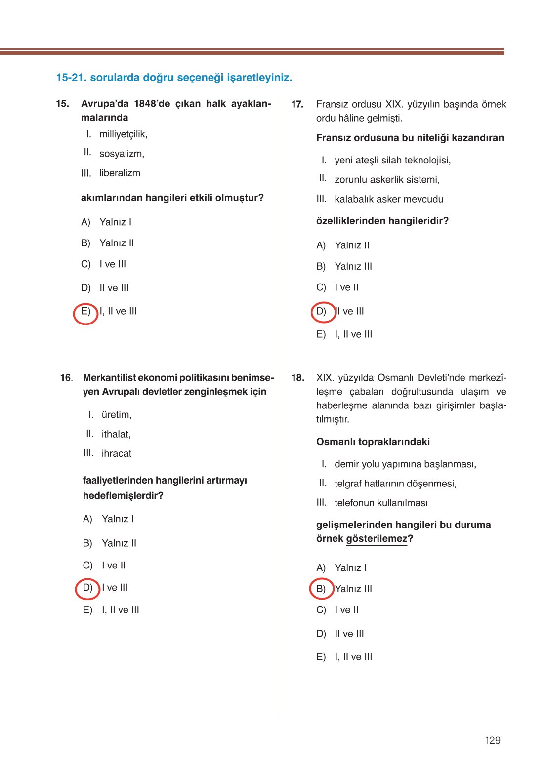 11. Sınıf Meb Yayınları Tarih Ders Kitabı Sayfa 129 Cevapları 11. Sınıf Meb Yayınları Tarih Ders Kitabı Sayfa 129 Cevapları