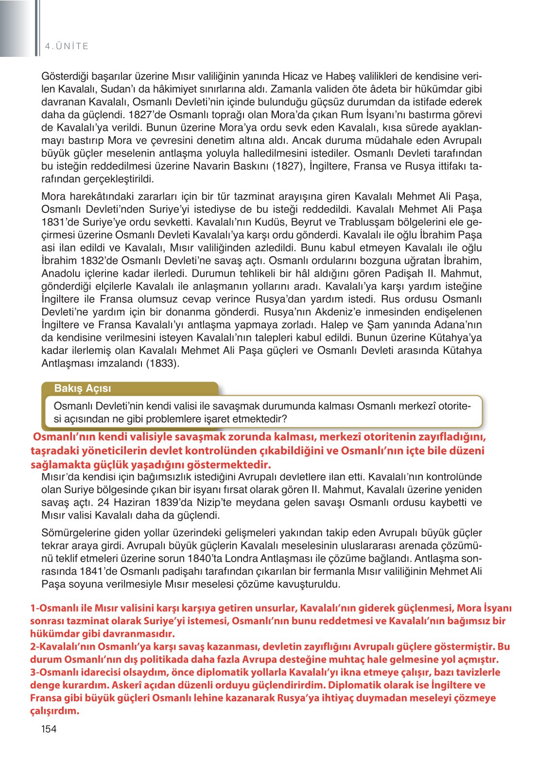 11. Sınıf Meb Yayınları Tarih Ders Kitabı Sayfa 154 Cevapları
