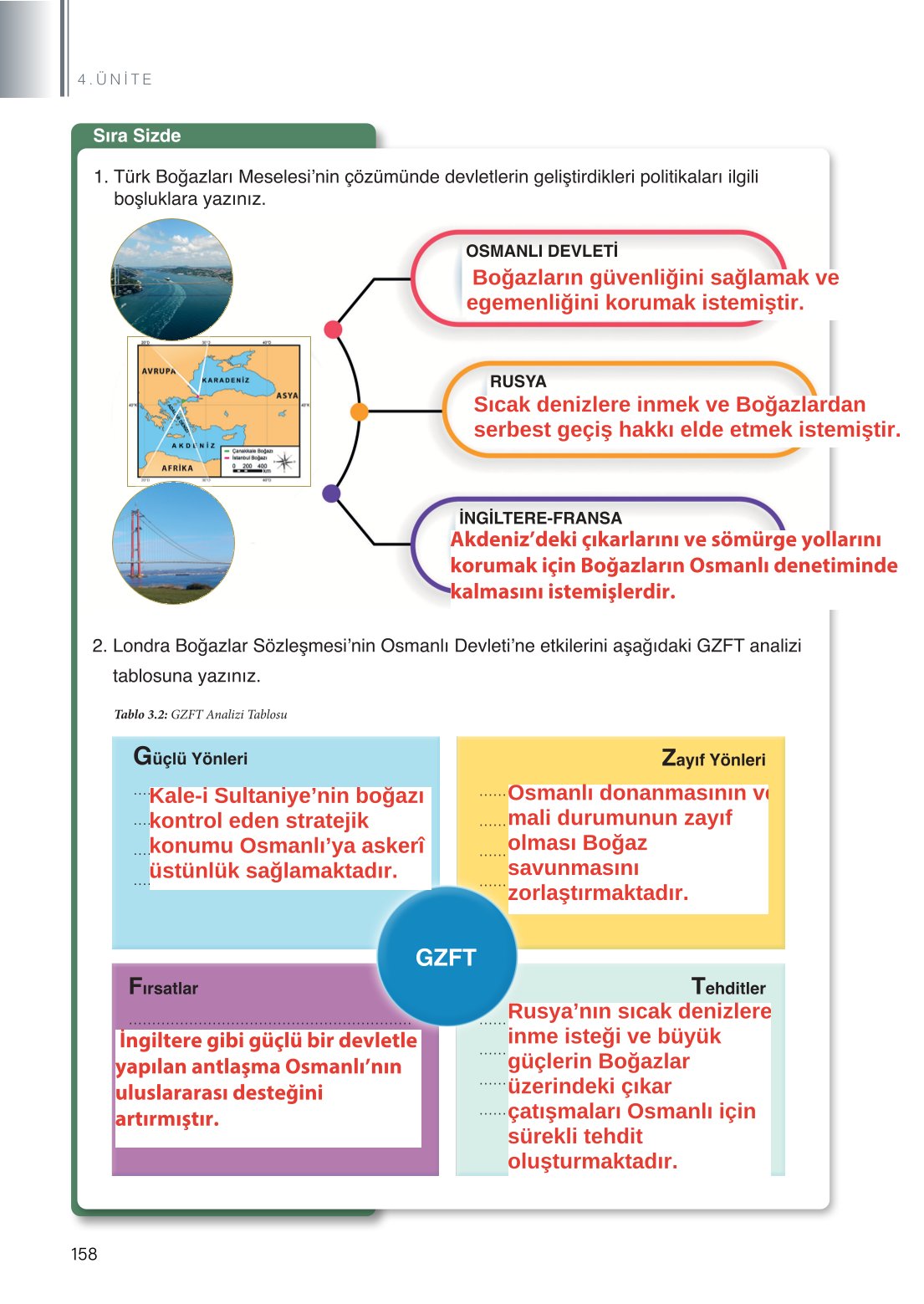 11. Sınıf Meb Yayınları Tarih Ders Kitabı Sayfa 158 Cevapları