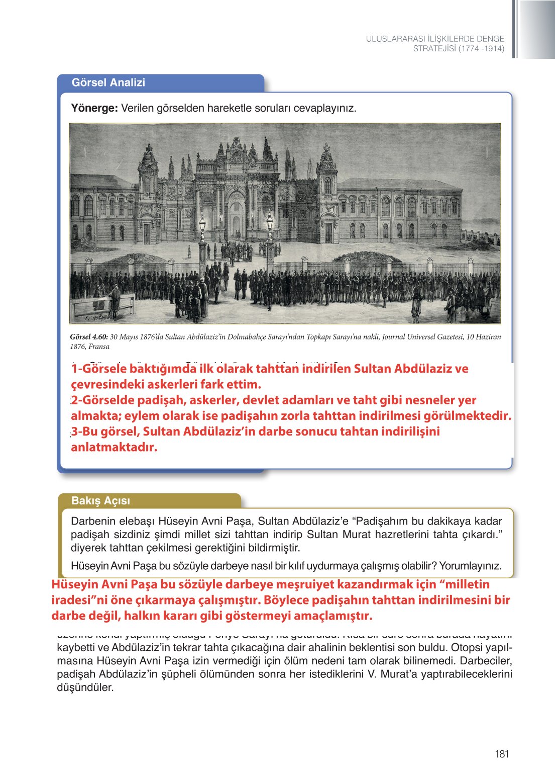11. Sınıf Meb Yayınları Tarih Ders Kitabı Sayfa 181 Cevapları