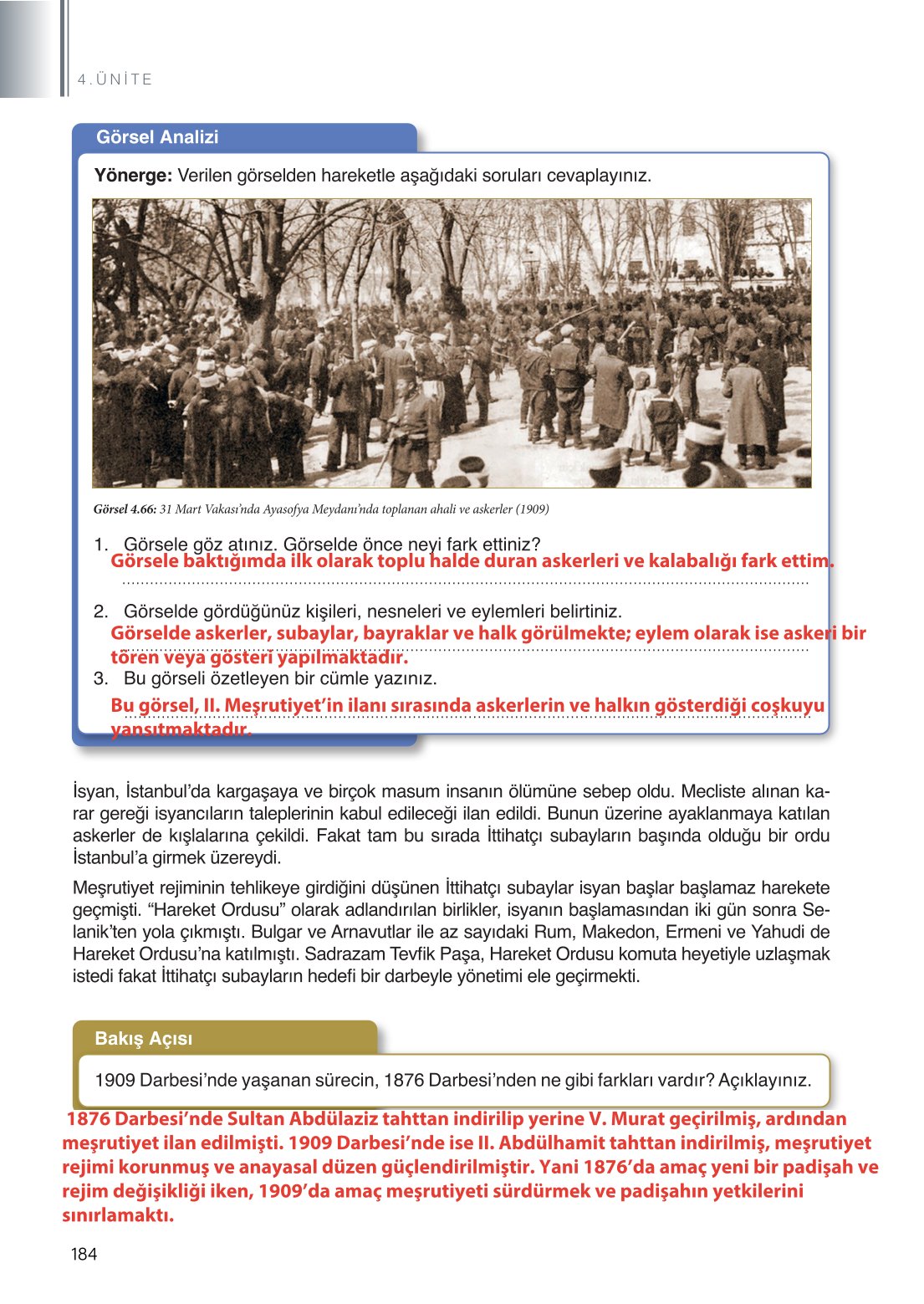 11. Sınıf Meb Yayınları Tarih Ders Kitabı Sayfa 184 Cevapları