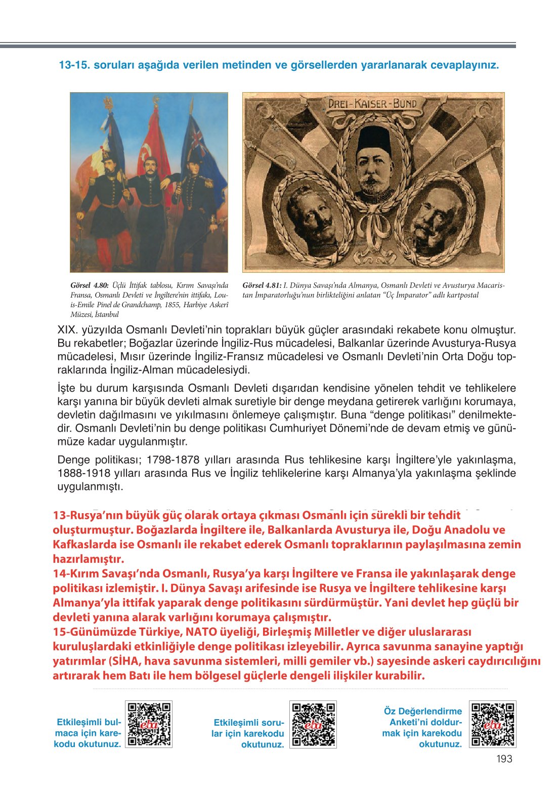 11. Sınıf Meb Yayınları Tarih Ders Kitabı Sayfa 193 Cevapları