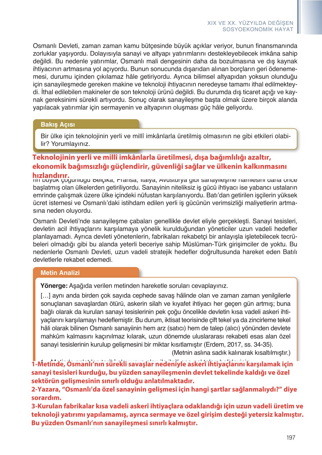 11. Sınıf Meb Yayınları Tarih Ders Kitabı Sayfa 197 Cevapları