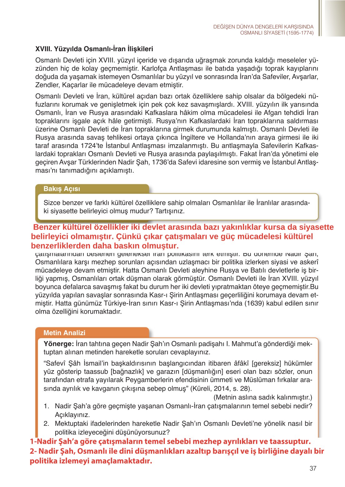 11. Sınıf Meb Yayınları Tarih Ders Kitabı Sayfa 37 Cevapları