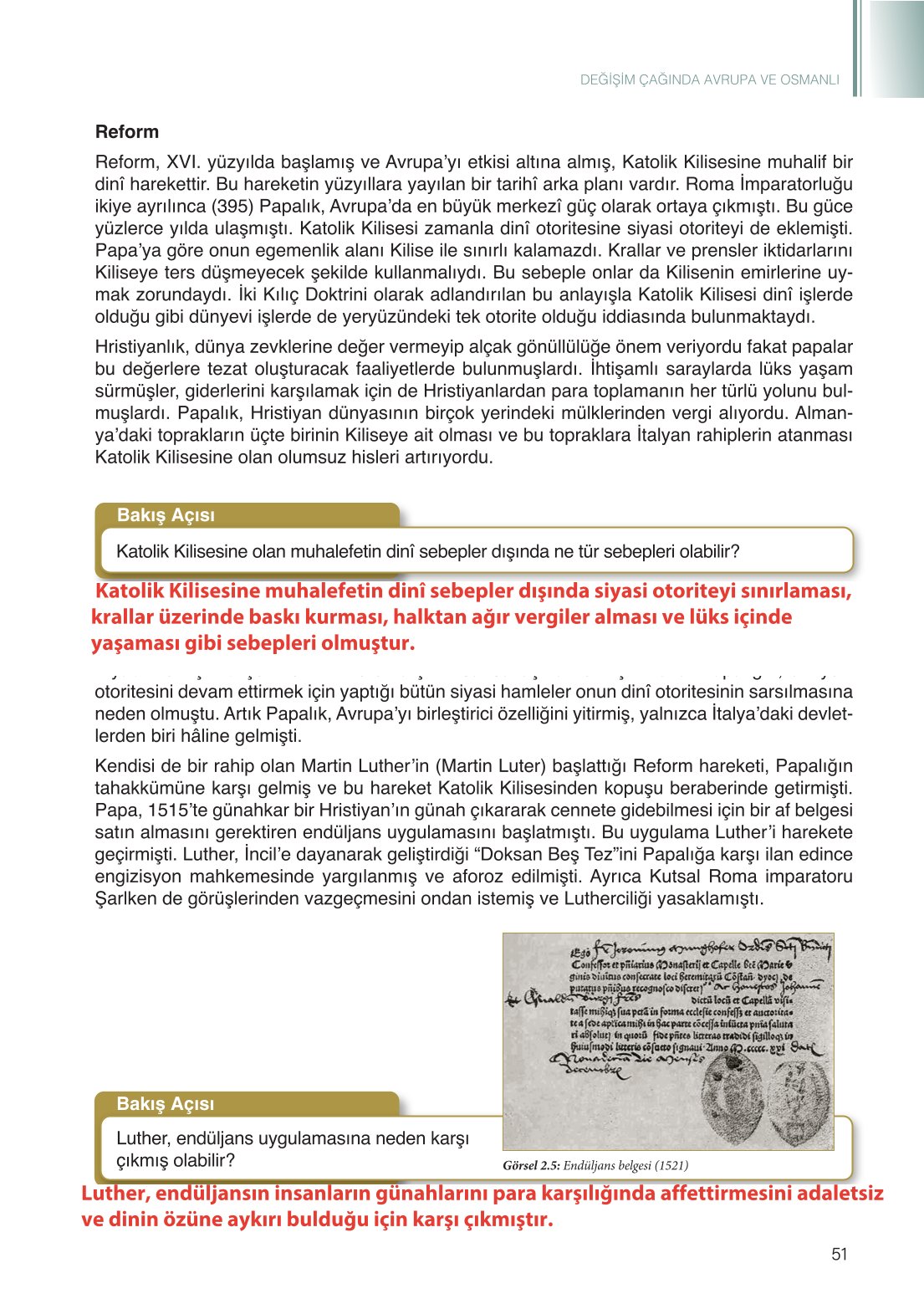 11. Sınıf Meb Yayınları Tarih Ders Kitabı Sayfa 51 Cevapları