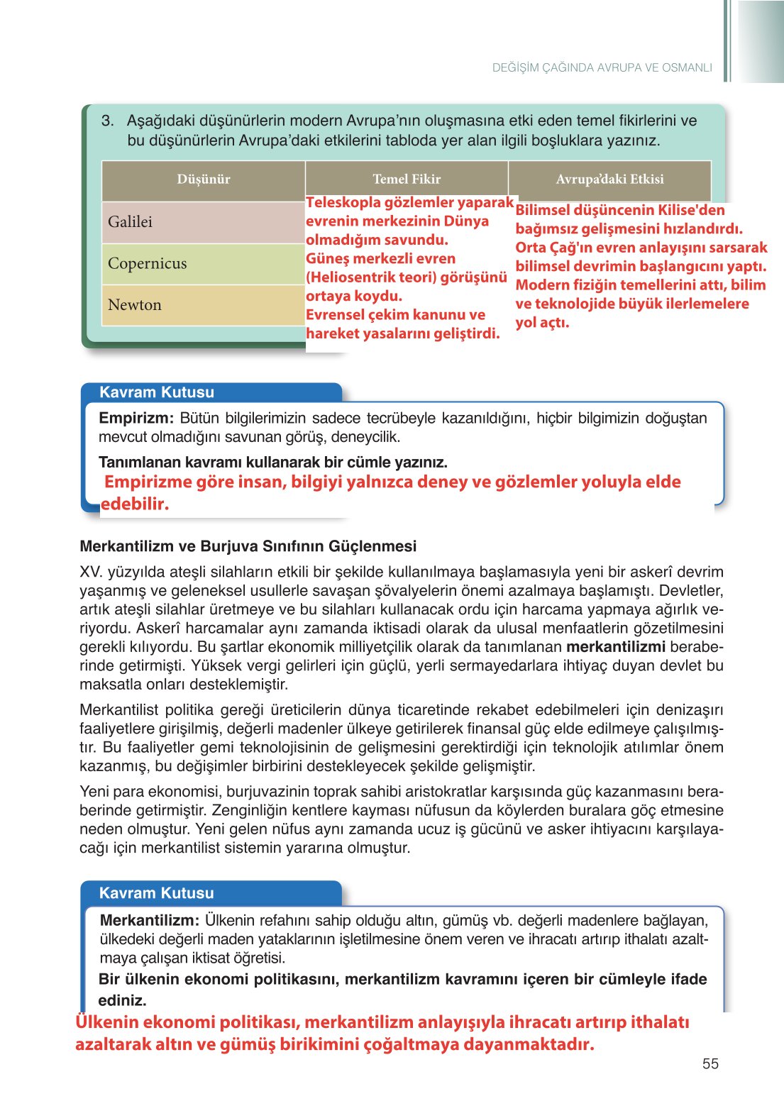 11. Sınıf Meb Yayınları Tarih Ders Kitabı Sayfa 55 Cevapları
