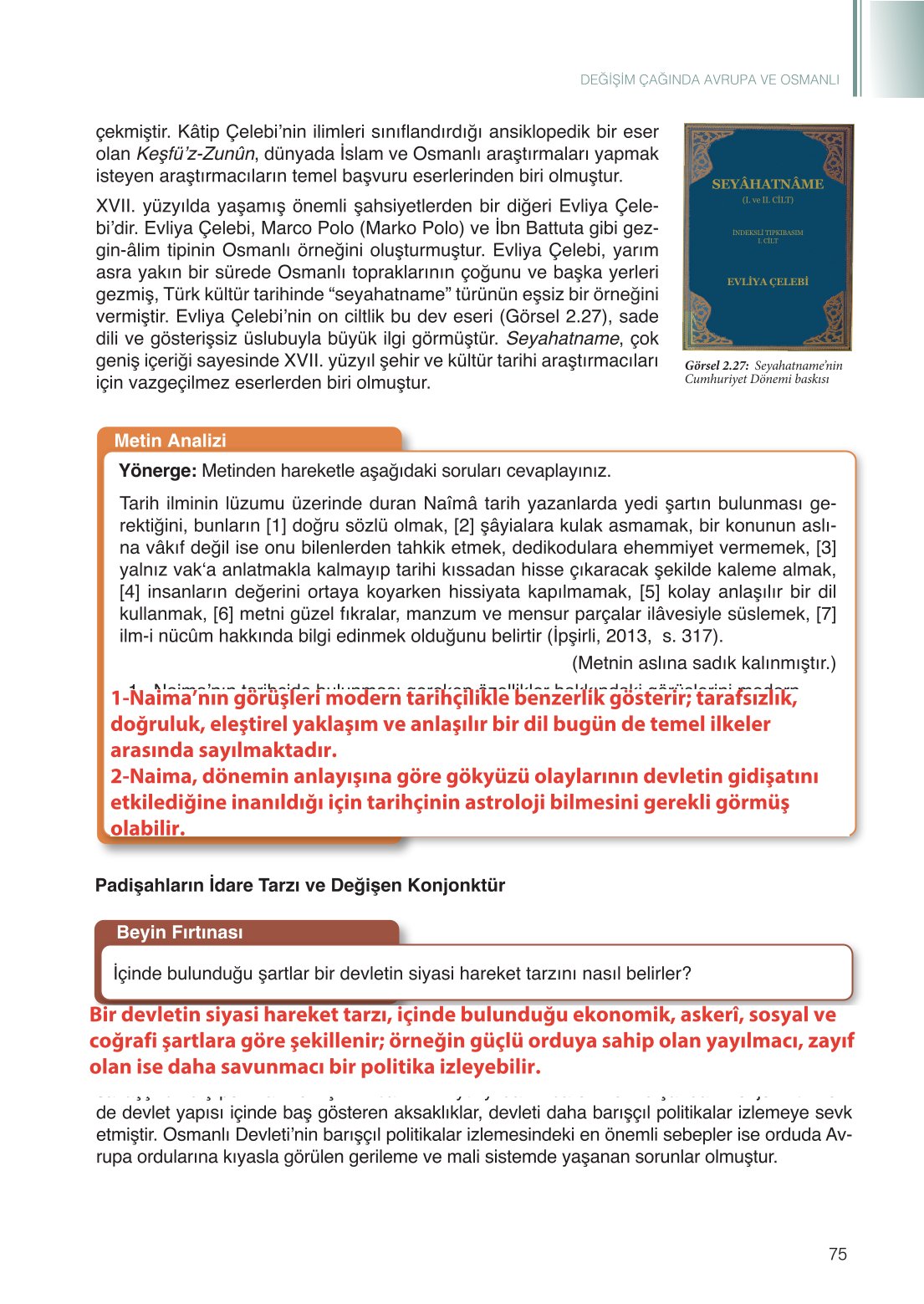 11. Sınıf Meb Yayınları Tarih Ders Kitabı Sayfa 75 Cevapları