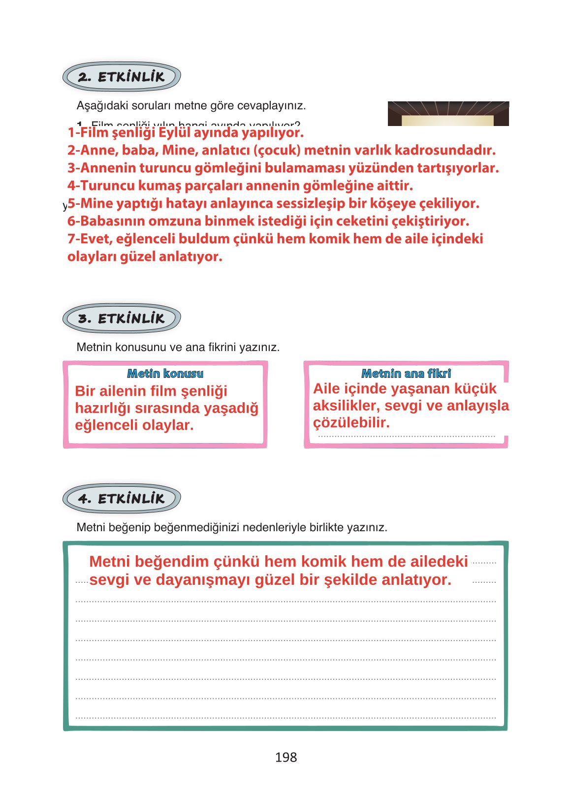 4. Sınıf Ada Yayıncılık Türkçe Ders Kitabı Sayfa 198 Cevapları 4. Sınıf Ada Yayıncılık Türkçe Ders Kitabı Sayfa 198 Cevapları