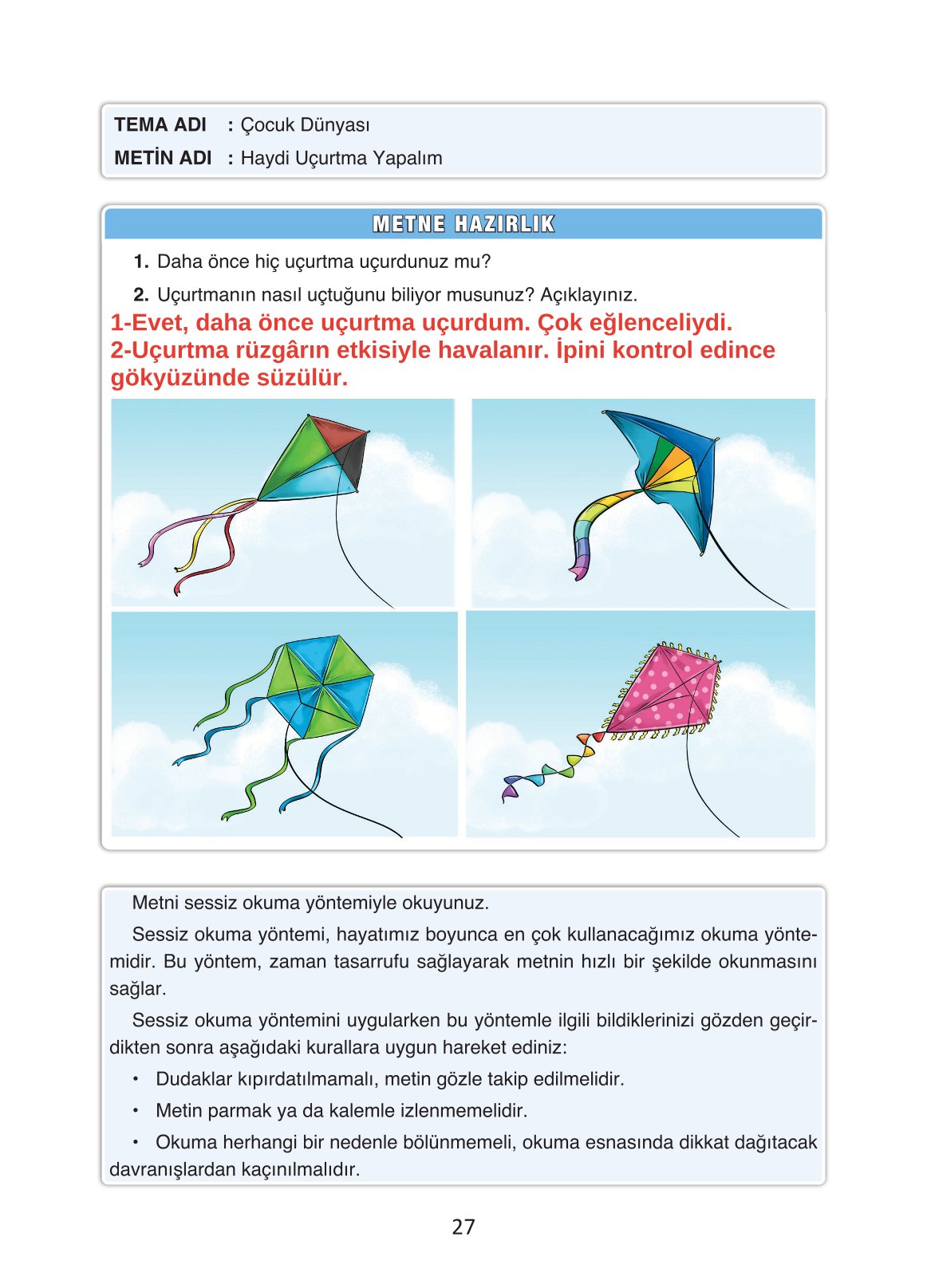 4. Sınıf Ada Yayıncılık Türkçe Ders Kitabı Sayfa 27 Cevapları