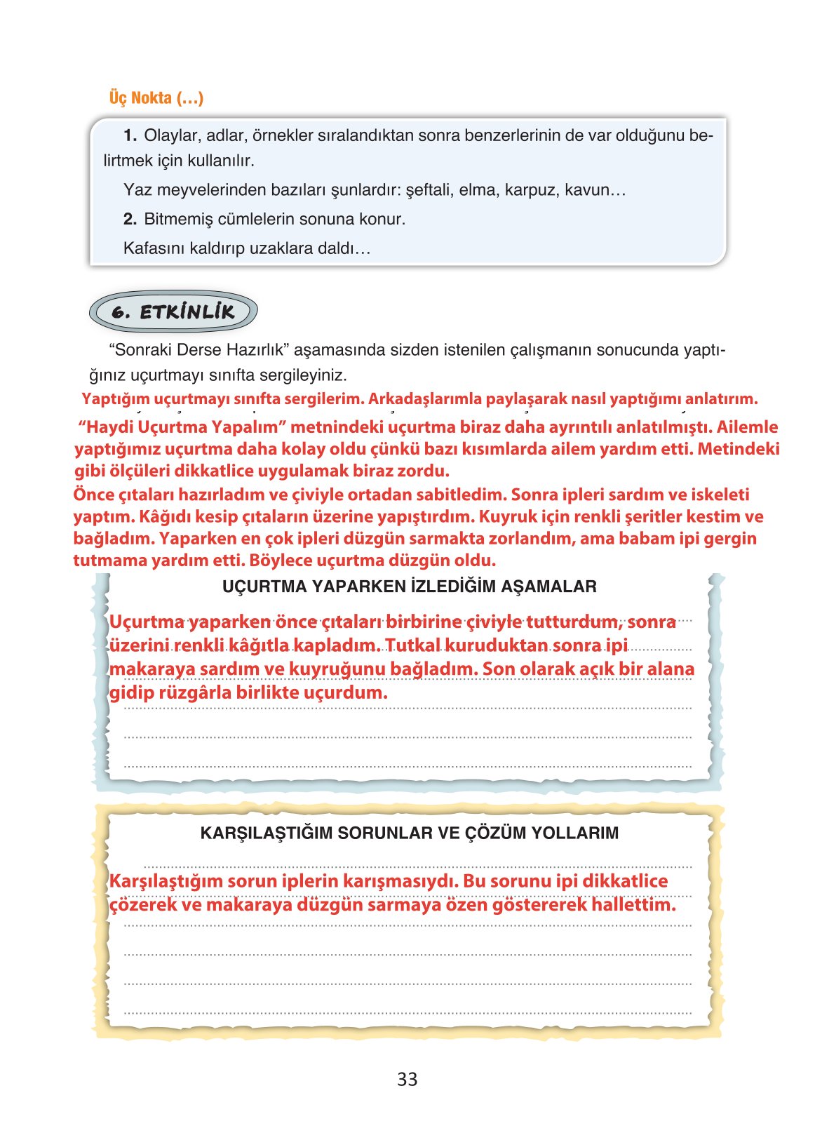 4. Sınıf Ada Yayıncılık Türkçe Ders Kitabı Sayfa 33 Cevapları