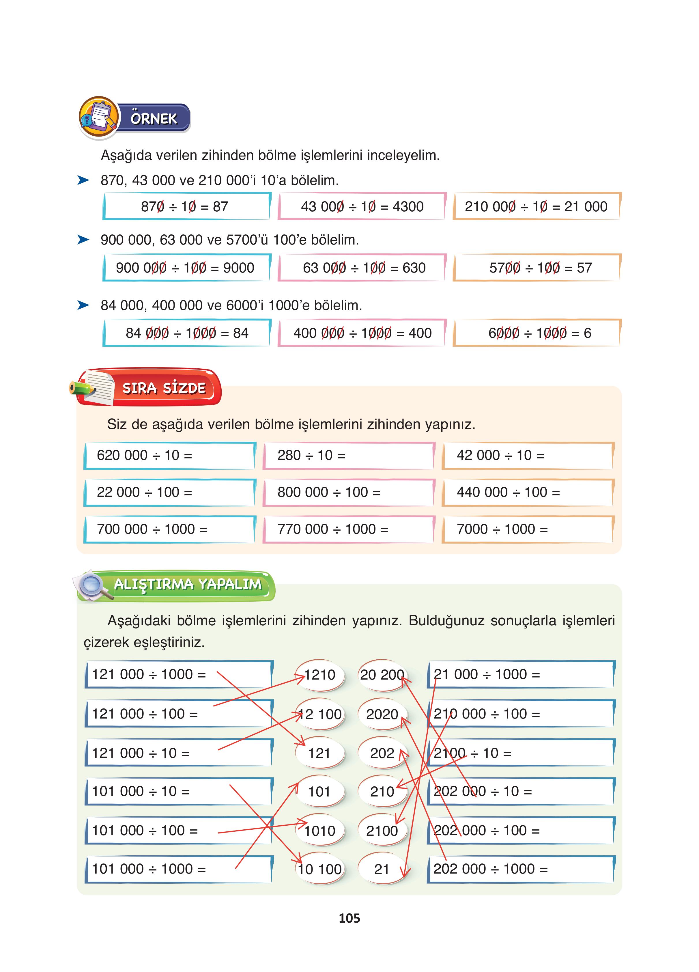 4. Sınıf Fersa Yayınları Matematik Ders Kitabı Sayfa 105 Cevapları 4. Sınıf Fersa Yayınları Matematik Ders Kitabı Sayfa 105 Cevapları
