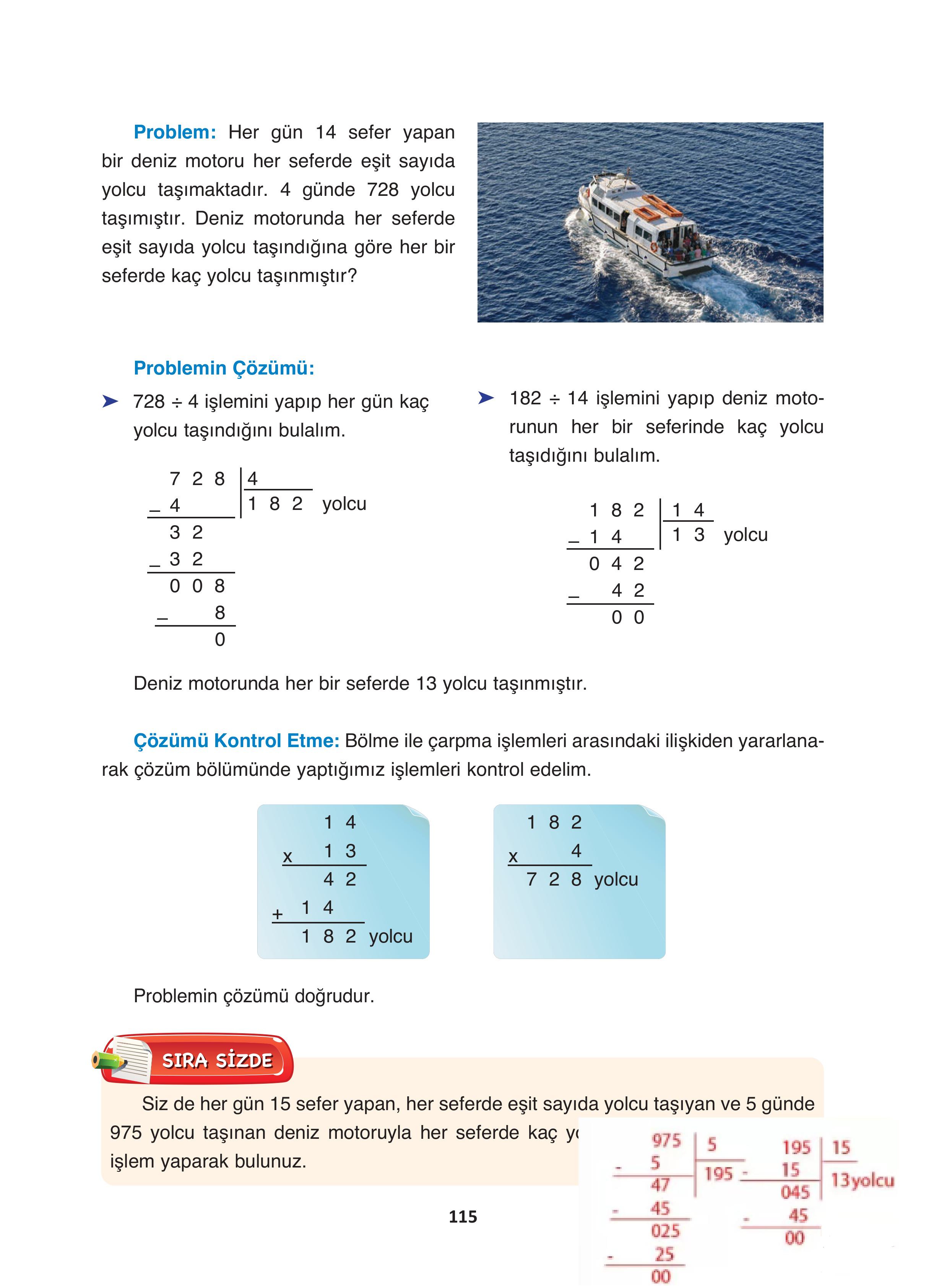 4. Sınıf Fersa Yayınları Matematik Ders Kitabı Sayfa 115 Cevapları