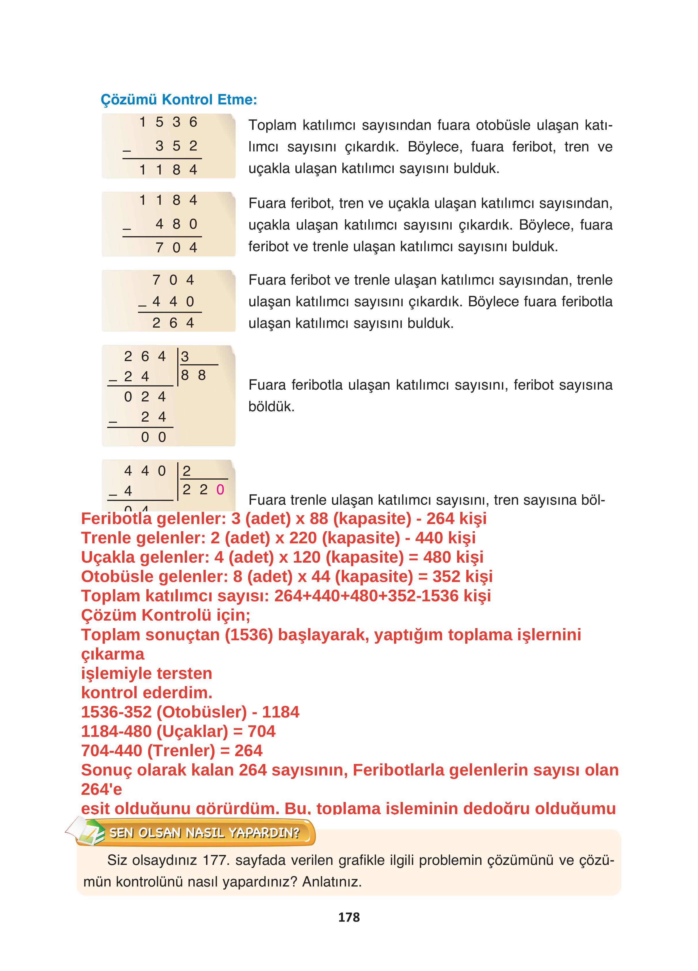 4. Sınıf Fersa Yayınları Matematik Ders Kitabı Sayfa 178 Cevapları 4. Sınıf Fersa Yayınları Matematik Ders Kitabı Sayfa 178 Cevapları