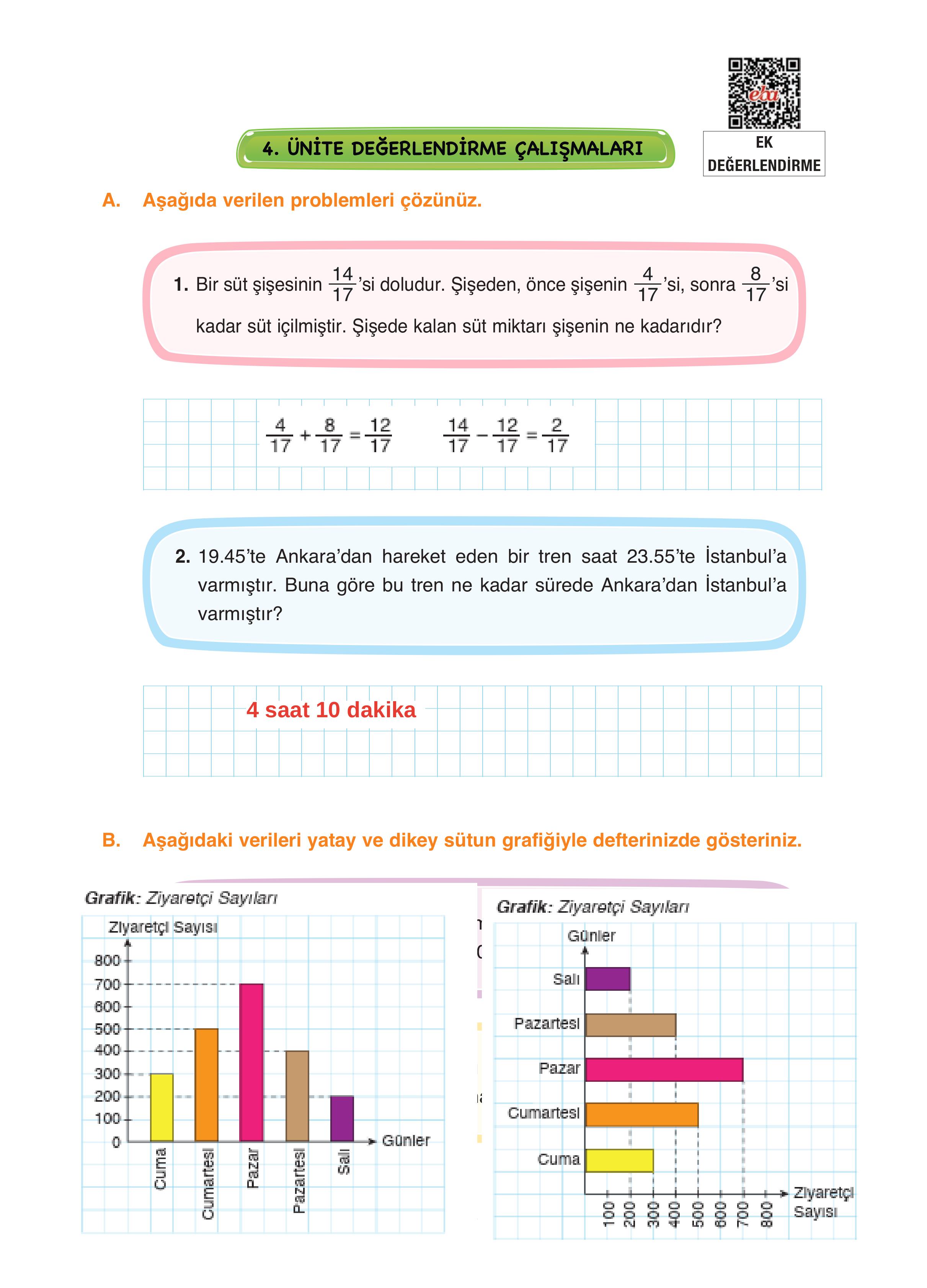 4. Sınıf Fersa Yayınları Matematik Ders Kitabı Sayfa 183 Cevapları