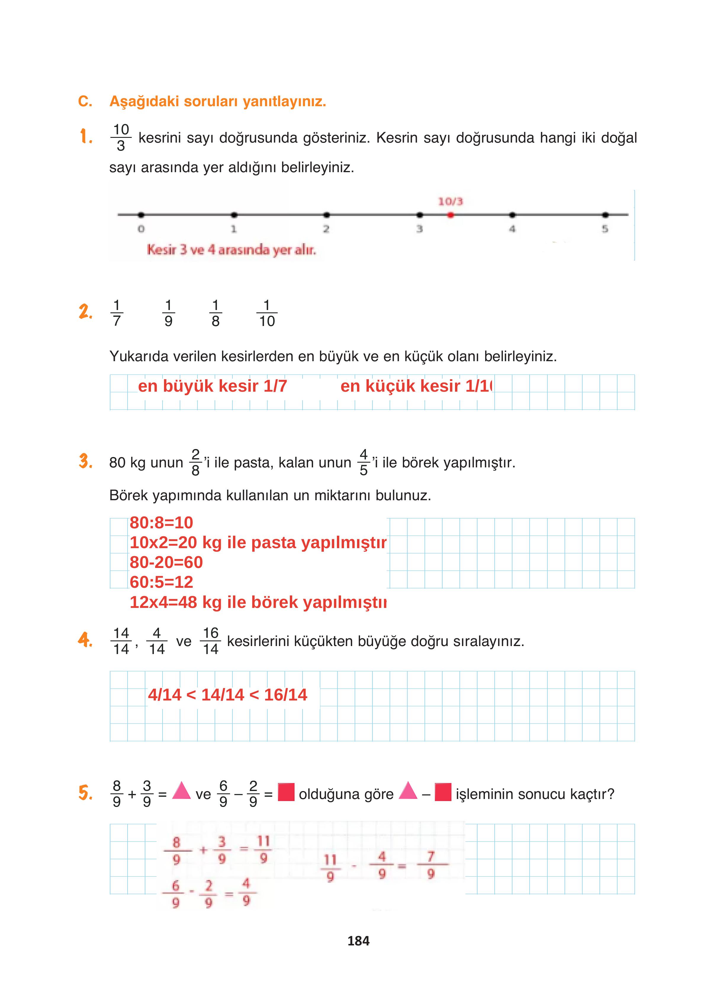 4. Sınıf Fersa Yayınları Matematik Ders Kitabı Sayfa 184 Cevapları 4. Sınıf Fersa Yayınları Matematik Ders Kitabı Sayfa 184 Cevapları