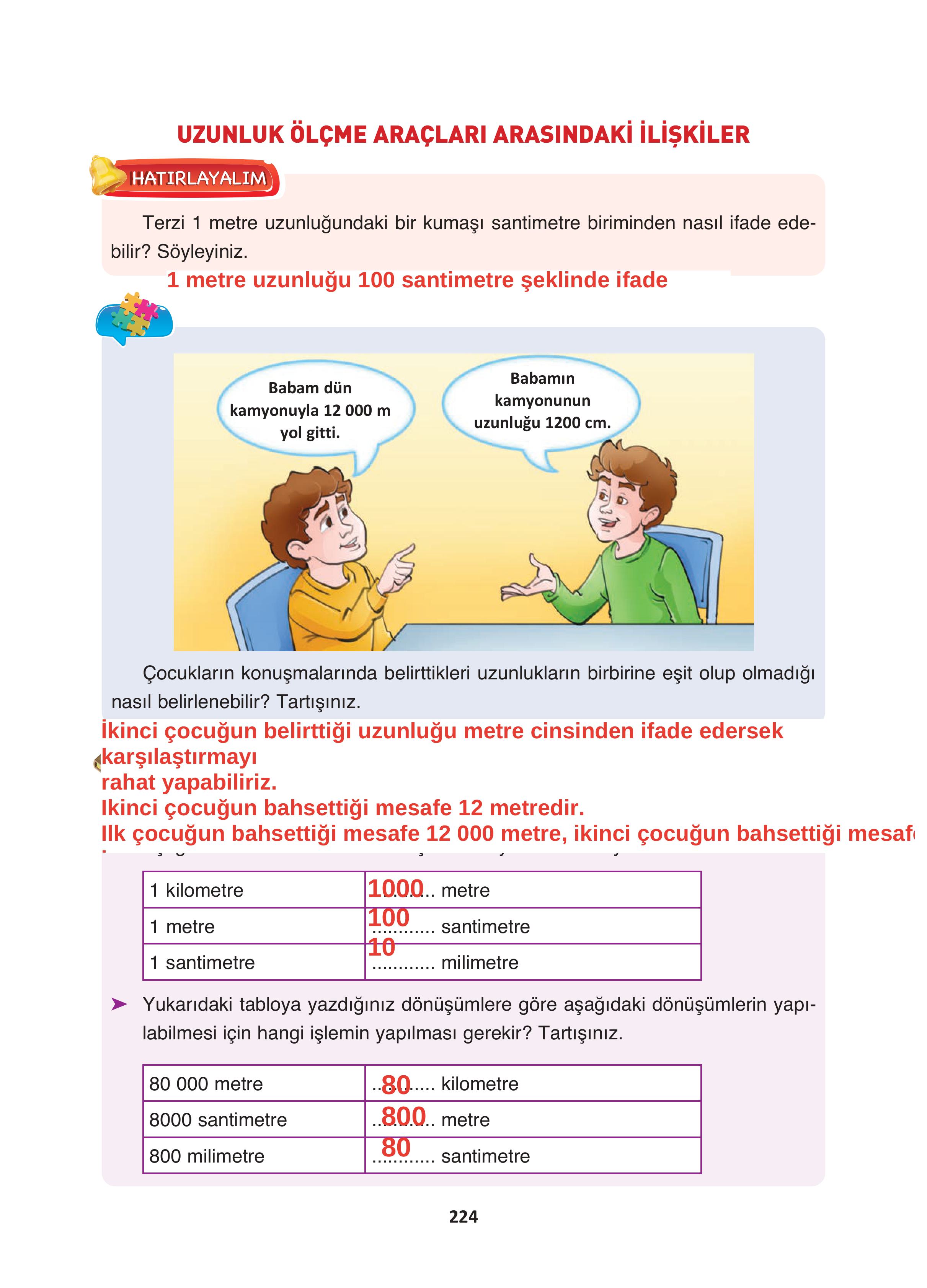 4. Sınıf Fersa Yayınları Matematik Ders Kitabı Sayfa 224 Cevapları