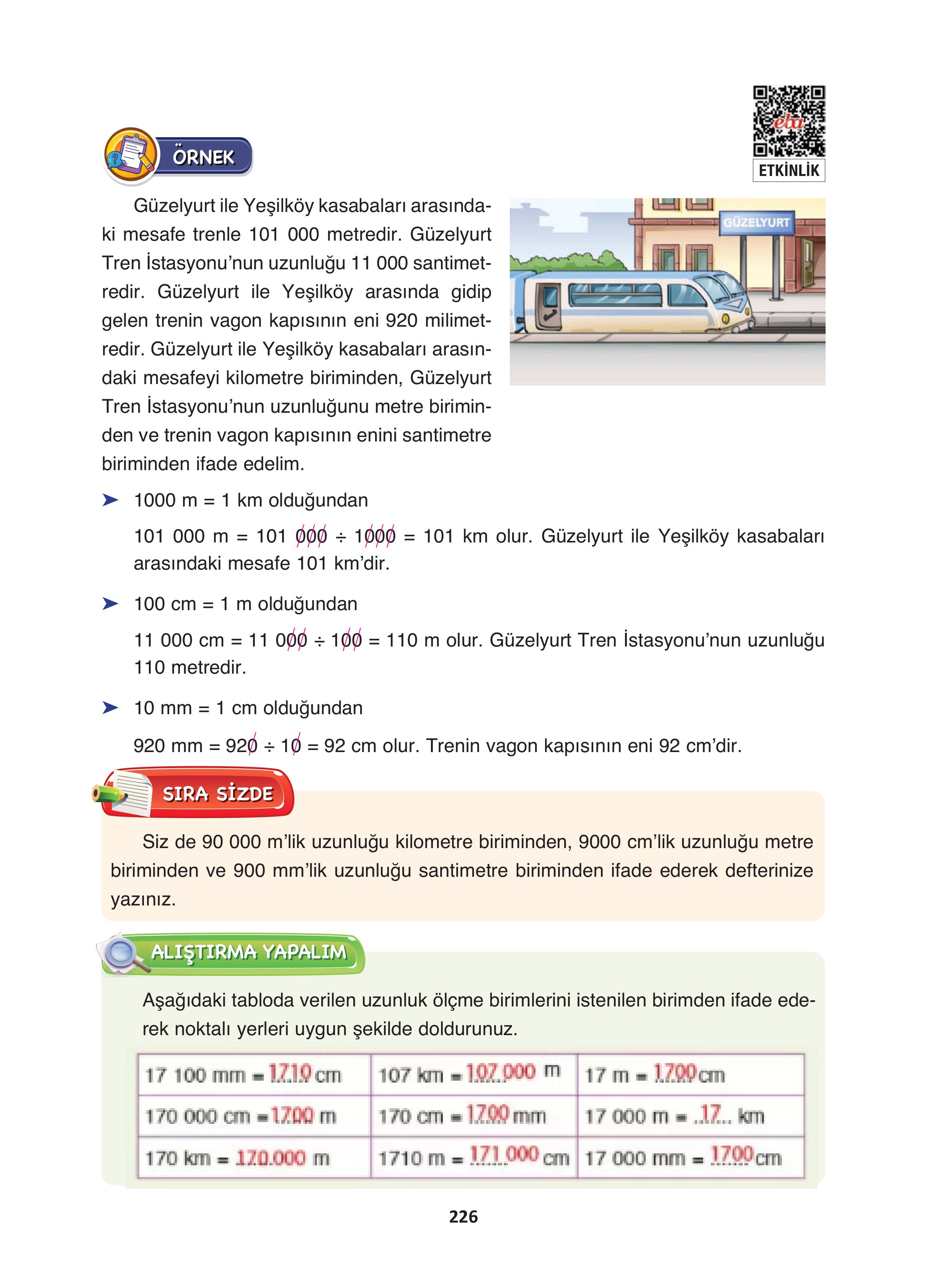 4. Sınıf Fersa Yayınları Matematik Ders Kitabı Sayfa 226 Cevapları