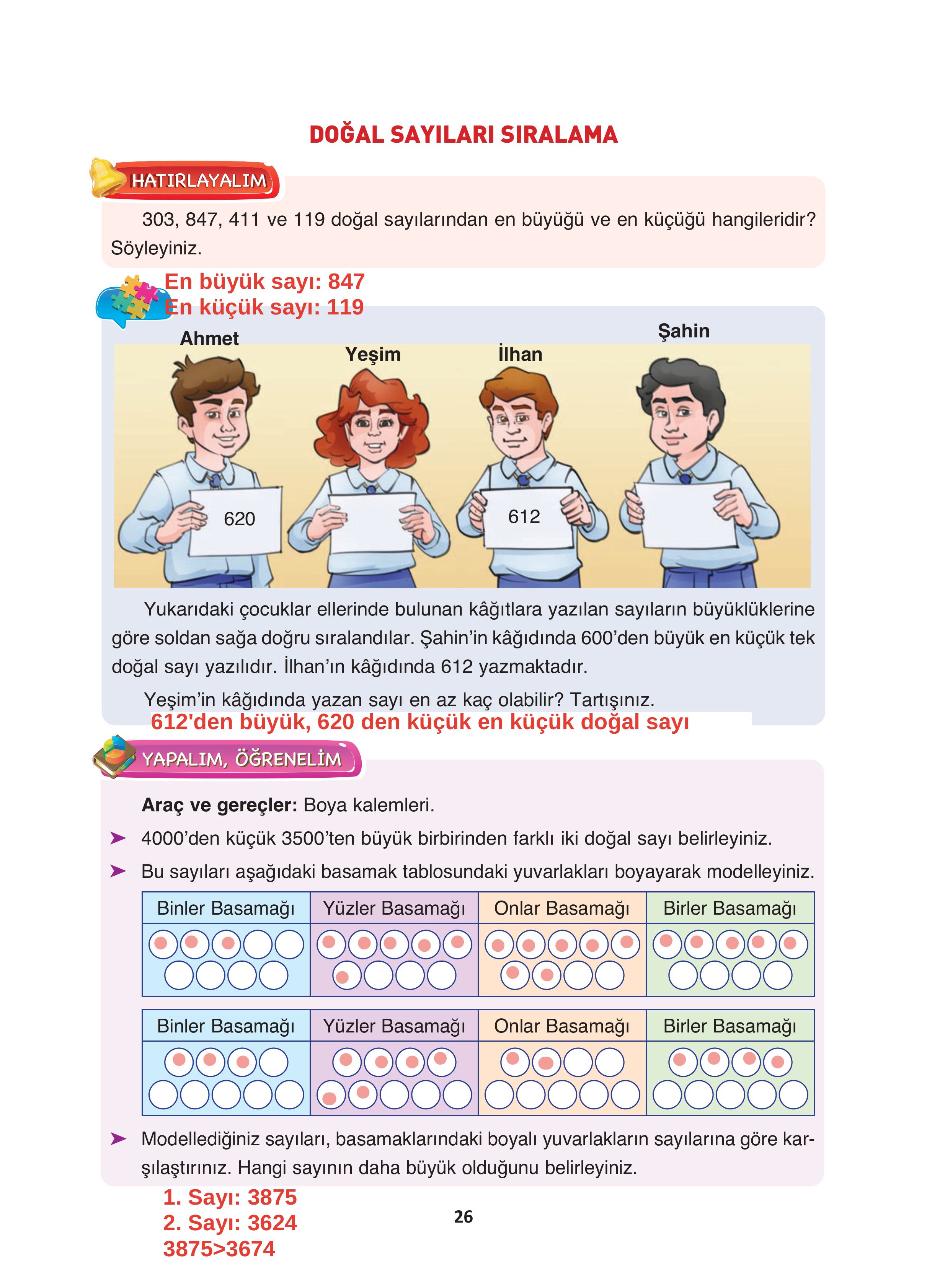 4. Sınıf Fersa Yayınları Matematik Ders Kitabı Sayfa 26 Cevapları