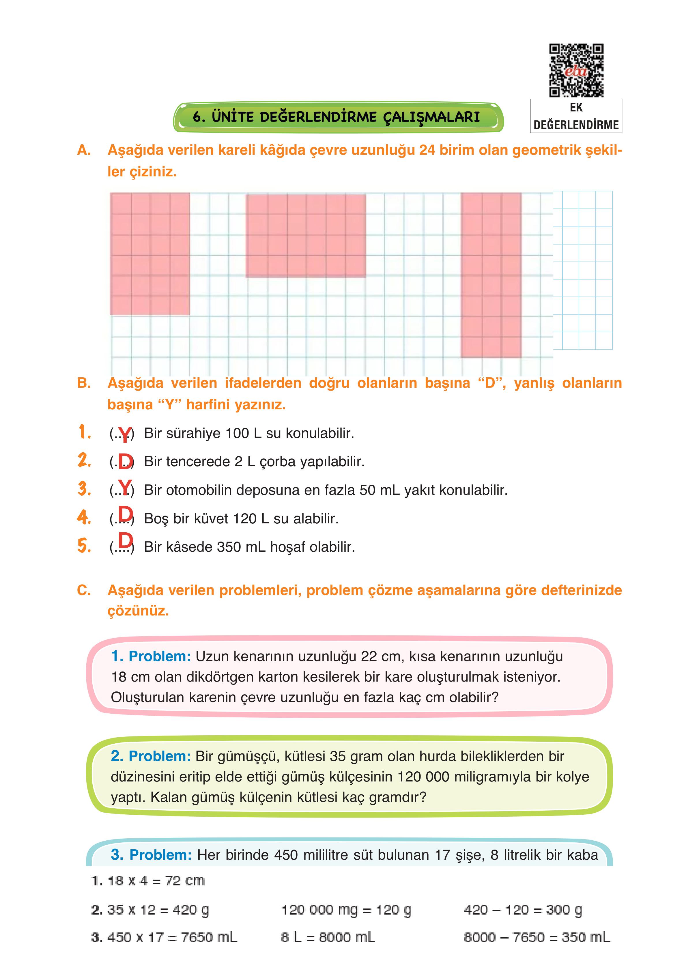 4. Sınıf Fersa Yayınları Matematik Ders Kitabı Sayfa 281 Cevapları 4. Sınıf Fersa Yayınları Matematik Ders Kitabı Sayfa 281 Cevapları