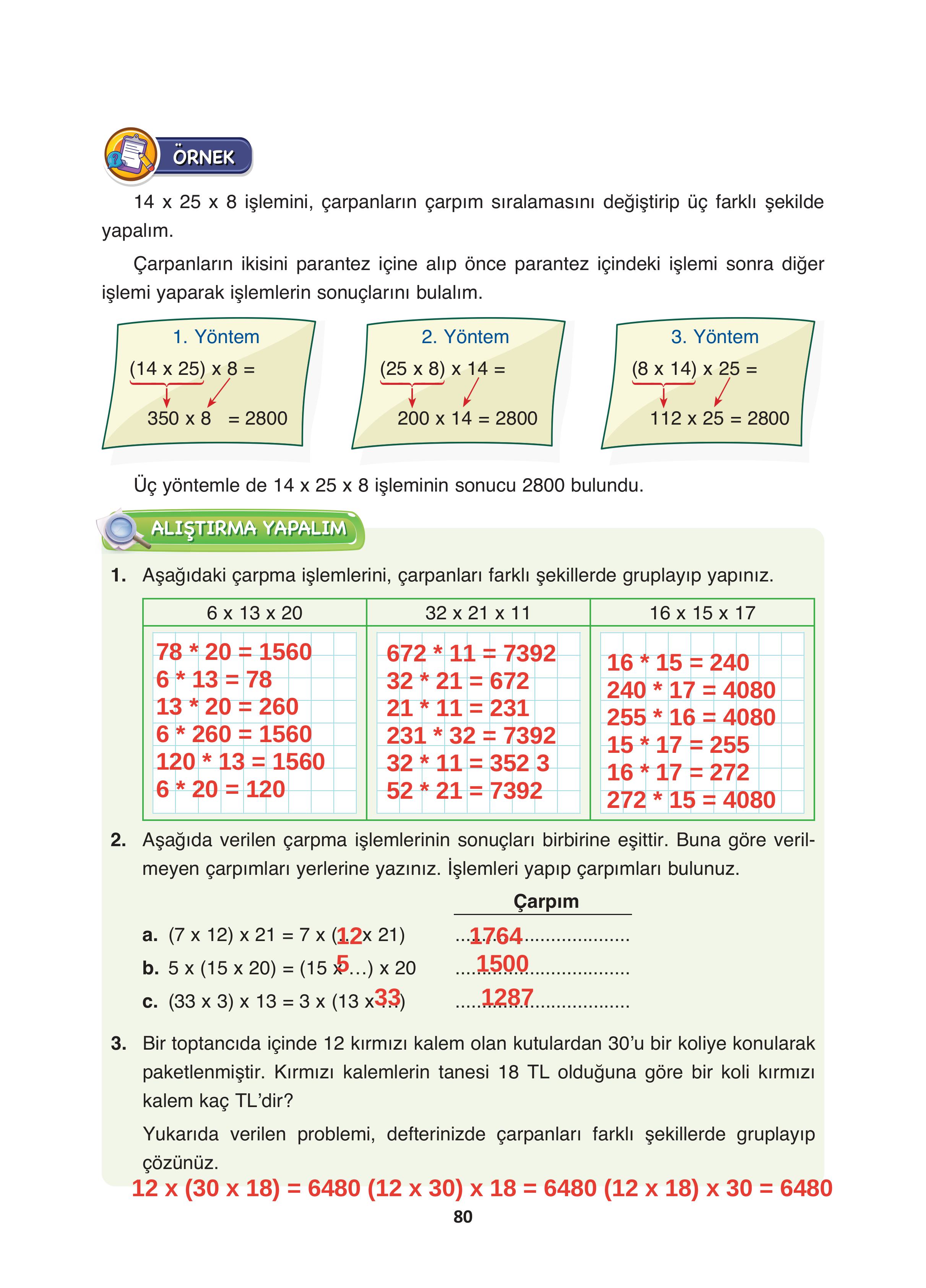 4. Sınıf Fersa Yayınları Matematik Ders Kitabı Sayfa 80 Cevapları 4. Sınıf Fersa Yayınları Matematik Ders Kitabı Sayfa 80 Cevapları