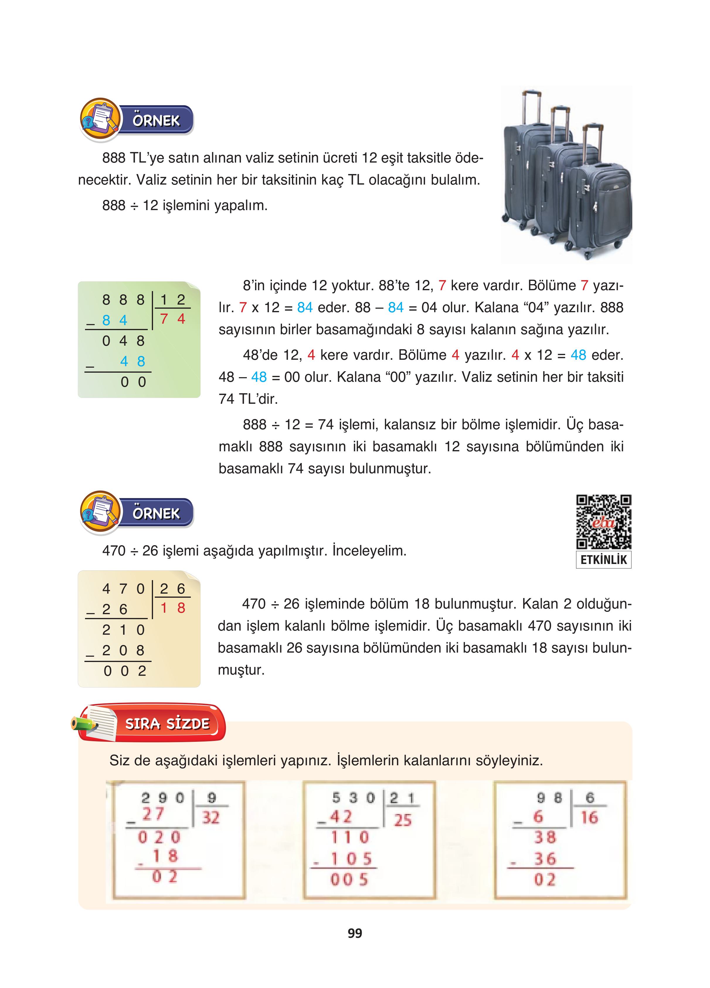 4. Sınıf Fersa Yayınları Matematik Ders Kitabı Sayfa 99 Cevapları 4. Sınıf Fersa Yayınları Matematik Ders Kitabı Sayfa 99 Cevapları